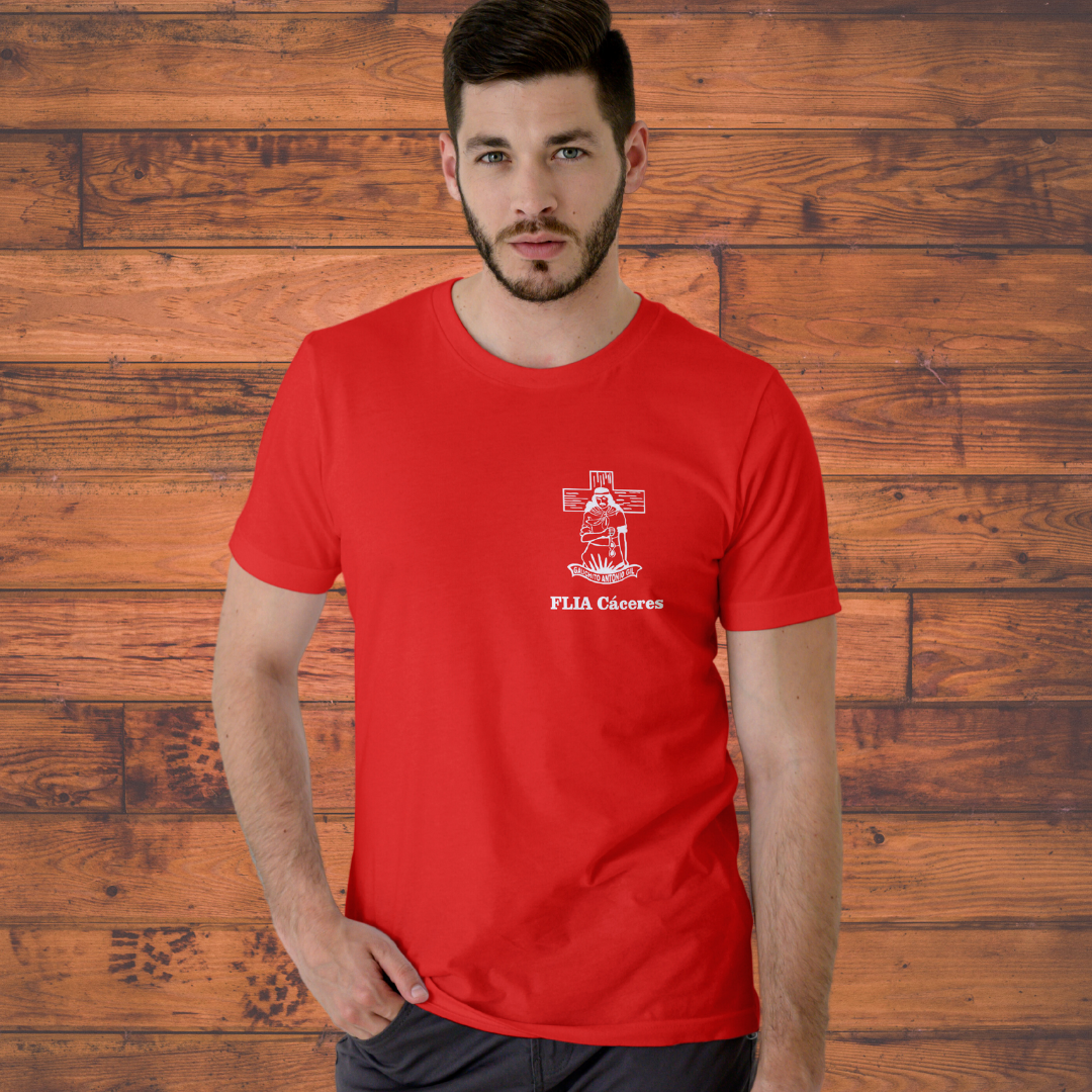 remera roja estampado un color frente